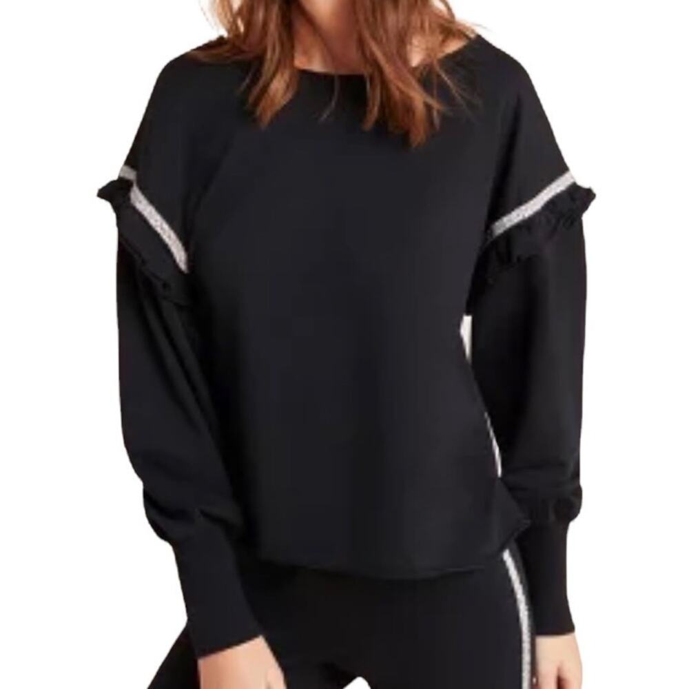 Sundays Two Large Black Neil Beaded Sweatshirt With Ruffle Detail